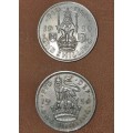 Great Britian: 2 x One Shilling variants (English Reverse and Scottish Reverse) 1950