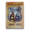 ROUTE 66 AUTHENTIC THEMED REPLICA; EMBOSSED METAL MEDIUM HANGING SIGN - NEW!