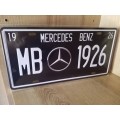 MERCEDES - BENZ 1926 MEMORABILIA EMBOSSED METAL NUMBER PLATE HANGING SIGN - NEW!