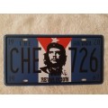 `CHE QUEVARA`  - REPRODUCTION - EMBOSSED METAL HANGING SIGN `NUMBER PLATE` - NEW!