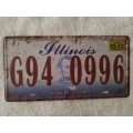 ILLINOIS - `LAND OF LINCOLN` MEMORABILIA EMBOSSED METAL HANGING NUMBER PLATE - NEW!