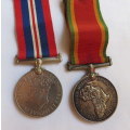 WW2 MEDAL PAIR TO P3435 J.H. OOSTHUIZEN