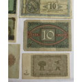 GERMAN WAR PERIOD NOT GELD & OCCUPATION NOTES-DATED-1948/1937/1920/1944 X 2 & 1941-6 NOTES IN TOTAL