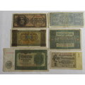 GERMAN WAR PERIOD NOT GELD & OCCUPATION NOTES-DATED-1948/1937/1920/1944 X 2 & 1941-6 NOTES IN TOTAL
