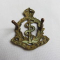 SA MEDICAL CORPS GILDING METAL CAP BADGE WORN 1926-58-NOTE SNAKE HEAD TOUCHES LAUREL WREATH TYPE-2 L