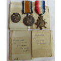 MEDAL PAIR NAMED TO PTE. A.W. GATES-1ST & 7TH SA INFANTRY WITH WOUND BADGE-WOUNDED & CONFIRMED ON RO