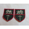 RHODESIAN ARMY FORMATION PATCH PAIR-LEFT & RIGHT-EMBROIDERED