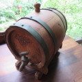 SMALL WOODEN BARREL ON STAND-HEIGHT 22CM-DIAMETER 18CM-GOOD CONDITION