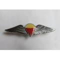SA PARACHUTE FREEFALL MESS DRESS CHROMED & LUCITE COVERED ENAMELED WING-WORN FROM 1970'S- 2PINS