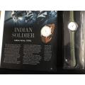 REPLICA OF INDIAN ARMY SOLDIERS WATCH 1970'S WITH 15 PAGE BOOKLET ON THE HISTORY BEHIND IT