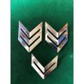 CHROMED SERGEANT RANK PAIR & ONE FOR CORPORAL-PINS COMPLETE-ONLY WORN BY THE ARMY