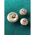 SAAF BRASS TUNIC BUTTONS 2X QUEENS CROWN- 1X KINGS CROWN