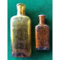 RECTANGULAR BROWN POISON BOTTLES WITH VERTICAL RIBBING-1800S-EARLY 1900-2 SOLD TOGETHER-MEASURES 9&1