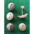 ROYAL WEST AFRICAN FRONTIER FORCE BADGE & 4 BUTTONS-WW2-LUGS COMPLETE