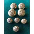 GILT OFFICERS TUNIC BUTTONS WITH UNION COAT OF ARMS-NORMALLY WORN BY COLONELS & BRIGADIERS-8 SOLD TO