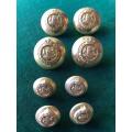 GILT OFFICERS TUNIC BUTTONS WITH UNION COAT OF ARMS-NORMALLY WORN BY COLONELS & BRIGADIERS-8 SOLD TO