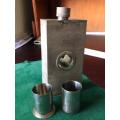 TIN LINED,GERMAN WELL MADE FLASK WITH 2 GLASSES-13 OZ-MEASURES 45X75 MM-HEIGHT 160MM
