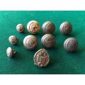 SA PRISONS BRASS BUTTONS X 9 & ONE COLLAR