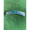 5 MILITARY WORKS UNIT METAL AND ENAMEL SHOULDER TITLE-ONE PIN