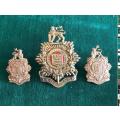 ADMIN OFFICERS SERVICE CORPS GILDING METAL CAP AND COLLARS-WORN POST 1954-LUGS+PINS INTACT
