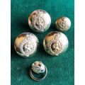 BRITISH MEDICAL CORPS TUNIC BUTTONS- 5 IN TOTAL