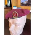 SA MEDICAL CORPS BERET WITH GILDING METAL AND ENAMEL CAP BADGE-WORN FROM 1959-1979