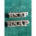 RHODESIA BSAP TITLE PAIR ANODISED 1970`S-1980-LUGS INTACT