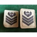 SANDF RANK INSIGNIA PAIR FOR STAFF SERGEANT-EACH WITH 2 PINS