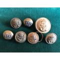 SELECTION OF 7 NAVAL BUTTONS -SOLD TOGETHER-DIAMETER 25 AND 15 MM