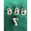 EARLY WHITE METAL NUMERALS-MEASURES 20 MM-2 LUGS - 4 SOLD TOGETHER-WORN ABOVE SHOULDER TITLE AND ON