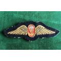 SA NAVY WING FOR PERSONNEL-QUALIFIED TO INSTRUCT IN FREE FALL PARACHUTING-GOLD WIRE EMBROIDERED