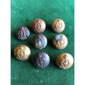 SA MEDICAL CORPS BRASS TUNIC BUTTONS-WORN FROM 1923- 8 SOLD TOGETHER-DIAMETER 25 MM