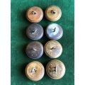 SA MEDICAL CORPS BRASS TUNIC BUTTONS-WORN FROM 1923- 8 SOLD TOGETHER-DIAMETER 25 MM