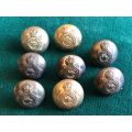 SAP BRASS TUNIC BUTTONS-WORN BY EUROPEANS PRE 1952- DIAMETER 8 MM-8 SOLD TOGETHER