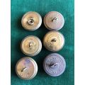 SAP BRASS TUNIC BUTTONS-WORN BY EUROPEANS PRE 1952-DIAMETER 25 MM-6 SOLD TOGETHER