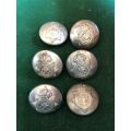SAP WHITE METAL TUNIC BUTTONS-WORN BY NON EUROPEANS PRE 1952-DIAMETER 19MM- 6 SOLD TOGETHER