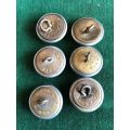SAP WHITE METAL TUNIC BUTTONS-WORN BY NON EUROPEANS PRE 1952-DIAMETER 19MM- 6 SOLD TOGETHER