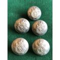 SAP WHITE METAL TUNIC BUTTONS-WORN BY NON EUROPEANS-PRE 1952- DIAMETER 19 MM-5 SOLD TOGETHER