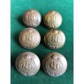 SA RAILWAY POLICE BUTTONS- 6 IN TOTAL-LARGE-DIAMETER 28 MM