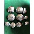 VINTAGE RAILWAY CHROME BUTTONS-11 SOLD IN TOTAL-DIAMETER 28, 19 AND 16 MM