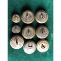DUKE OF EDENBURGH`S OWN VOLUNTEER RIFLES BUTTONS- 9 SOLD TOGETHER-DIAMETER 25 AND 15 MM
