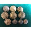 ROYAL NAVY TUNIC BUTTONS- 10 IN TOTAL-DIAMETER 23 AND 15 MM