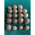 GILT NAVAL TUNIC BUTTONS-19 IN TOTAL-DIAMETER 18 AND 15 MM