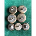 EAST YORKSHIRE REGT. TUNIC BUTTONS- 7 IN TOTAL-DIAMETER 25 AND 20 MM