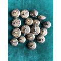 GILT NAVAL TUNIC BUTTONS- 17 IN TOTAL-DIAMETER 20 AND 18 MM