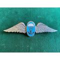 SA PARACHUTE STATICLINE INSTRUCTOR FULL SIZE WING-CHROME WITH ENAMEL CENTRE ( LUCITE COVER,LIGHT BLU