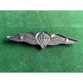 SA PARACHUTE DISPATCHER OR 50 JUMPS OR MORE-FULL SIZE-CHROMED AND LUCITE COVERED CENTRE WING-WORN FR