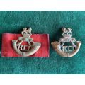 RAND LIGHT INFANTRY BRASS COLLAR BADGE PAIR-WORN FROM 1913- LUGS INTACT