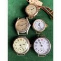 SELECTION OF 5 VINTAGE WATCHES-SOLD TOGETHER-AS IS- MECHANISMS STILL INSIDE CASINGS