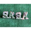 SA PAIR OF WHITE METAL TITLES WITH 2 LUGS EACH